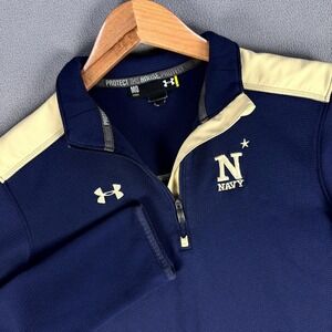 Navy Midshipmen Under Armour Quarter Zip Mens Medium Blue Embroidered Logo Crest